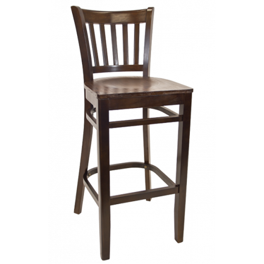 Walnut Frame and Veneer Seat Beechwood Vertical Slat Side Barstool