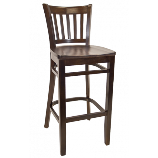 Walnut Frame and Wood Seat Beechwood Vertical Slat Side Barstool