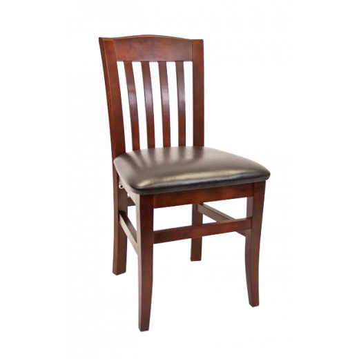 Dark Mahogany Back and Vinyl Seat Beechwood Vertical Slat Chair