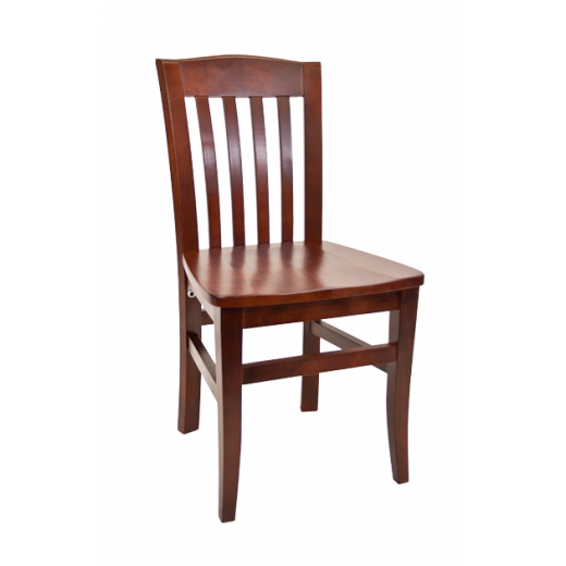 Dark Mahogany Back and Wood Seat Beechwood Vertical Slat Chair