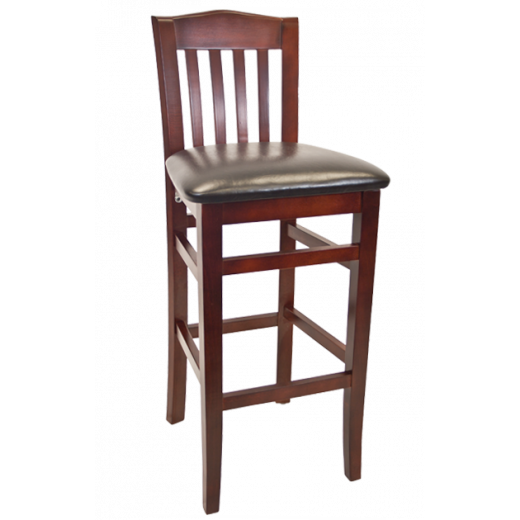 Dark Mahogany Back and Vinyl Seat Beechwood Vertical Slat Barstool