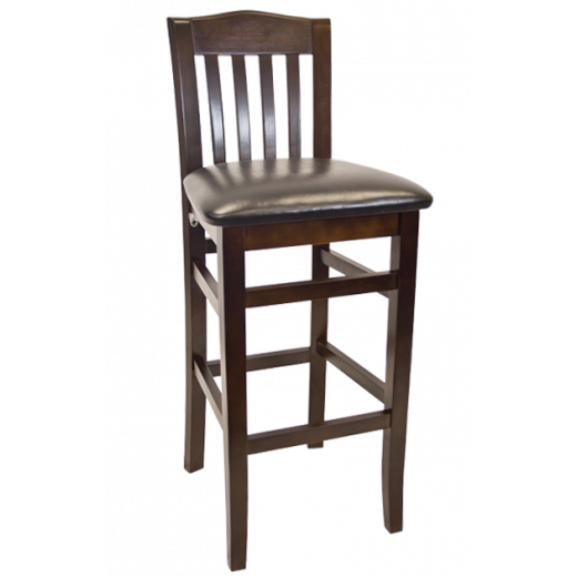 Walnut Back and Vinyl Seat Beechwood Vertical Slat Barstool