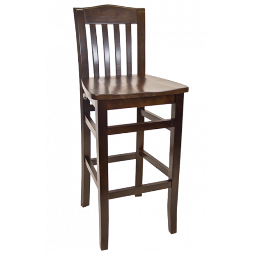 Walnut Back and Wood Seat Beechwood Vertical Slat Barstool