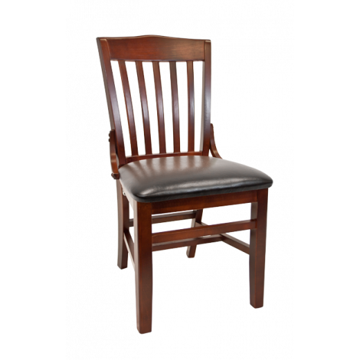 Dark Mahogany Frame Beechwood Schoolhouse Chair w/Vinyl Seat