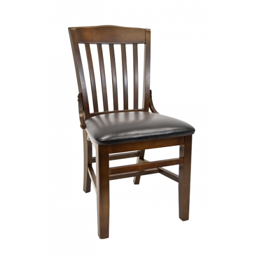 Walnut Frame Beechwood Schoolhouse Chair w/Vinyl Seat