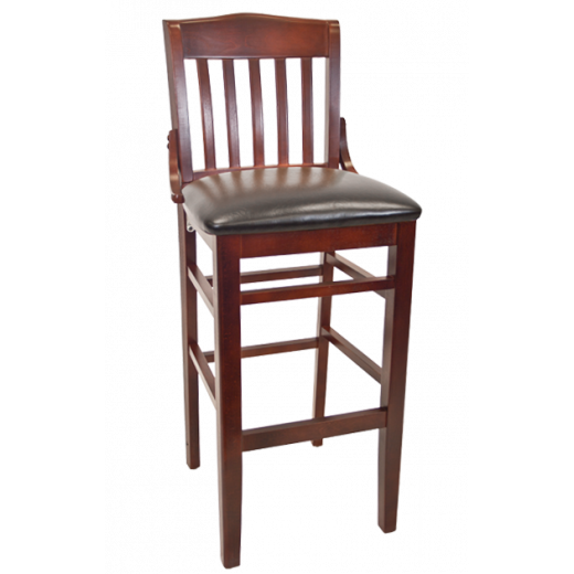 Dark Mahogany Frame Beechwood Schoolhouse Barstool w/Vinyl Seat
