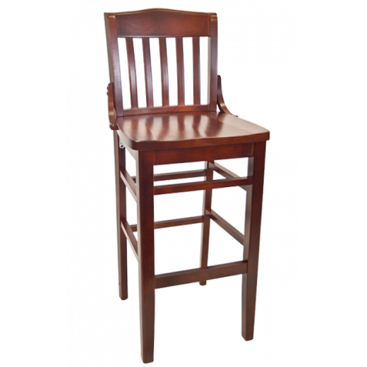 Dark Mahogany Frame Beechwood Schoolhouse Barstool w/Wood Seat