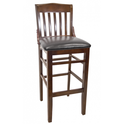 Walnut Frame Beechwood Schoolhouse Barstool w/Vinyl Seat