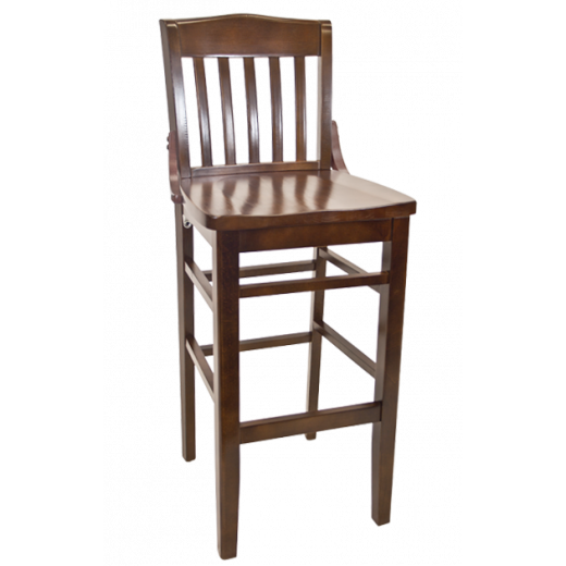 Walnut Frame Beechwood Schoolhouse Barstool w/Wood Seat
