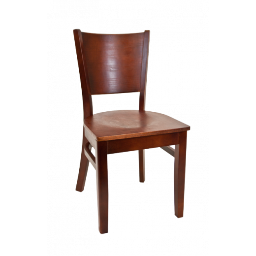 Dark Mahogany Frame and Beechwood Curve Plain Back Chairl w/ Veneer Seat