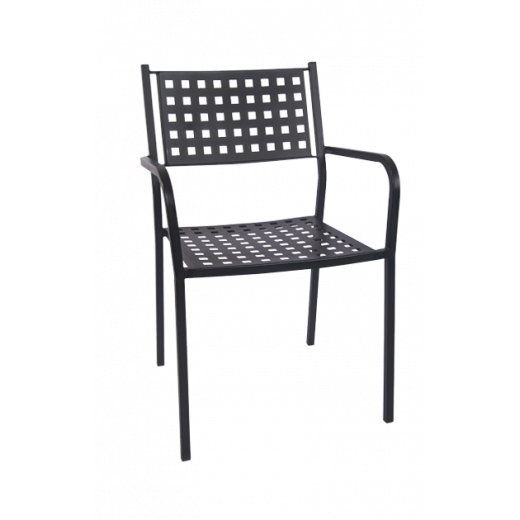 Outdoor Metal Patio Armchair w/Basket Backs