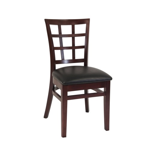 Dark Mahogany Frame and Vinyl Seat Beechwood Window Back Chair