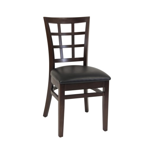 Walnut Frame and Vinyl Seat Beechwood Window Back Chair 