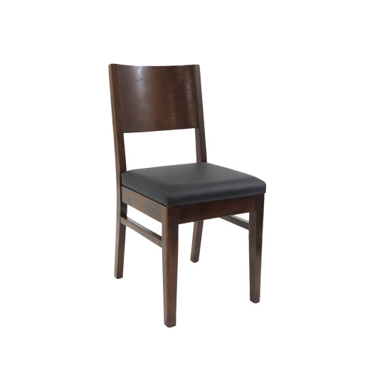 Walnut Frame and Beechwood Plain Back Chair w/ Vinyl Seat