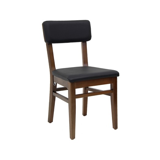 Indoor Beech Wood Chair with Black Upholstery and Minimalist Rectangular Backrest Design