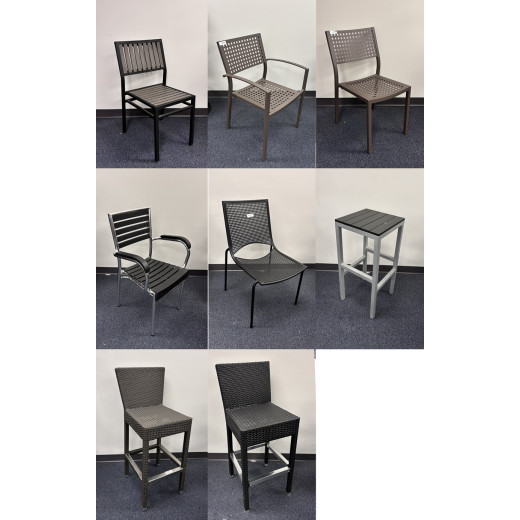 #C14 Bundle Sale: 5  Aluminum Chairs & 3  Aluminum Bar Stools