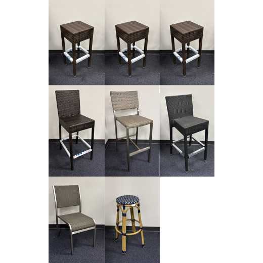 #C19 Bundle Sale: 7 Aluminum Barstools & 1 Aluminum Chair