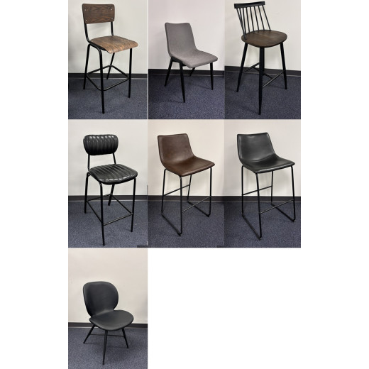 #C20 Bundle Sale: 2 Metal Chairs & 5 Metal Barstools