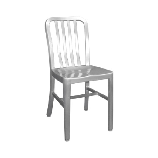 Patio Aluminum Side Chair with Vertical Slat Back 