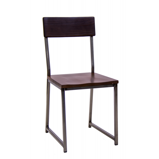 Beechwood Back & Seat Clear Coat Metal Chair
