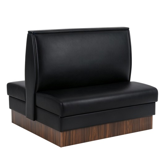 47"L x 42"H Double Booth with Black Padded Vinyl Upholstery & Walnut Melamine Frame