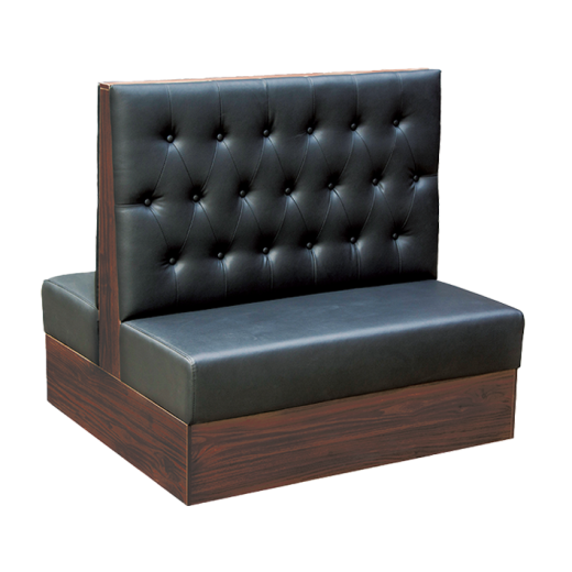 46"H, Black Button Tufted Vinyl Back Melamine Double Booth