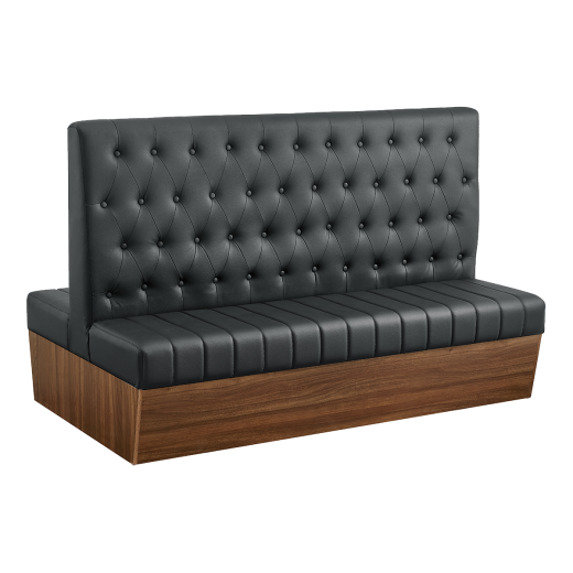 72"L x 46"H Double Melamine Frame Booth w/ Button Tufted Vinyl Back & Channel Tufted Seat in Black