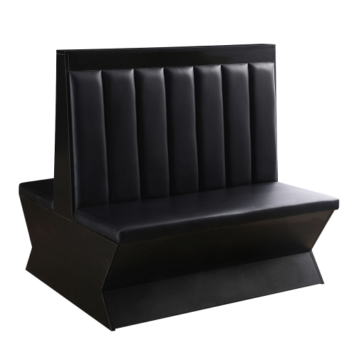 Melamine Double Booth, Padded Black Vinyl Seat & 7-Vertical-Channel Back 