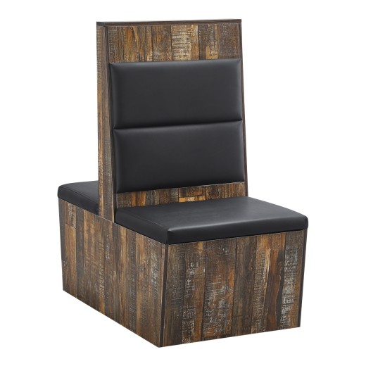 24"L x 46"H Double  Booth with Dual Horizontal Channel Back in Melamine Finish and Black Vinyl Cushioned Seat