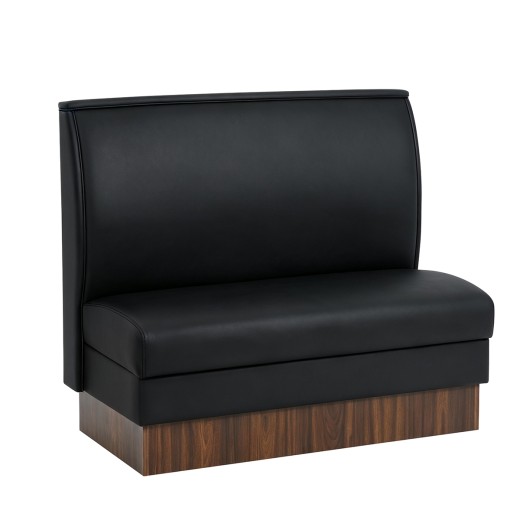 47"L x 42"H Single Booth with Black Padded Vinyl Upholstery & Walnut Melamine Frame