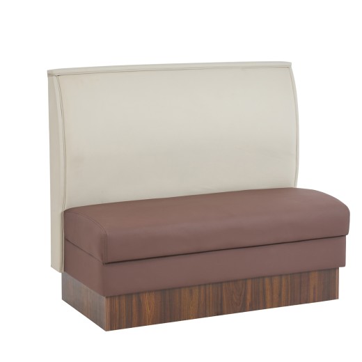 47"L x 42"H Single Booth with Cream and Mauve Brown Padded Vinyl & Walnut Melamine Base