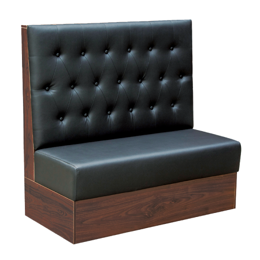 46"H, Black Button Tufted Vinyl Back Melamine Single Booth