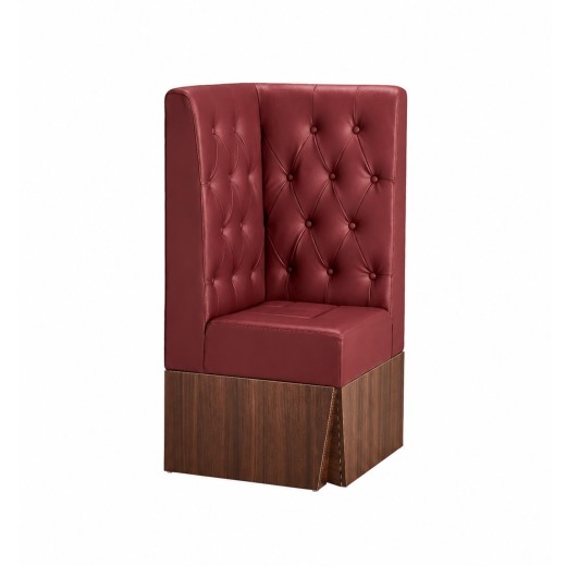 24"L x 46"H  Corner Booth with Melamine Frame, Featuring Button Tufted Vinyl Back and Channel Tufted Seat in Burgundy