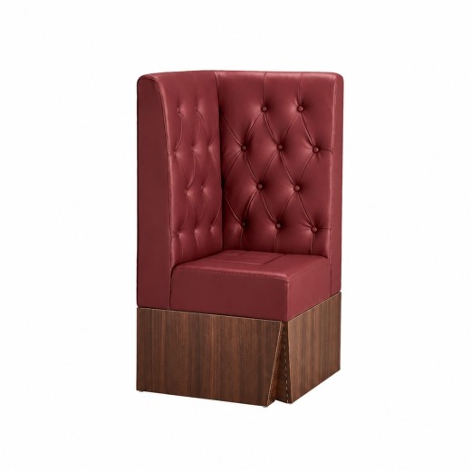 24"L x 46"H  Corner Booth with Melamine Frame, Featuring Button Tufted Vinyl Back and Channel Tufted Seat in Burgundy