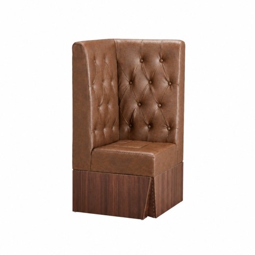 24"L x 46"H  Corner Booth with Melamine Frame, Featuring Button Tufted Vinyl Back and Channel Tufted Seat in Brown