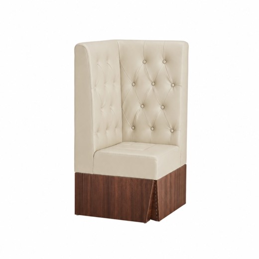 24"L x 46"H  Corner Booth with Melamine Frame, Featuring Button Tufted Vinyl Back and Channel Tufted Seat in Cream
