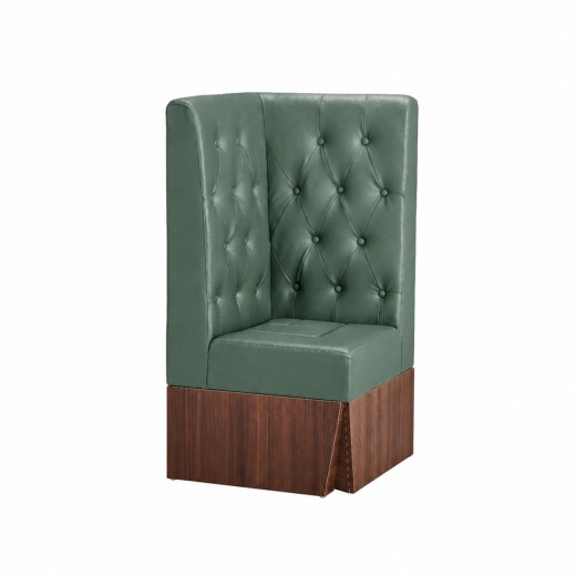 24"L x 46"H  Corner Booth with Melamine Frame, Featuring Button Tufted Vinyl Back and Channel Tufted Seat in Green