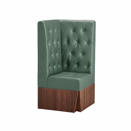 24"L x 46"H  Corner Booth with Melamine Frame, Featuring Button Tufted Vinyl Back and Channel Tufted Seat in Green