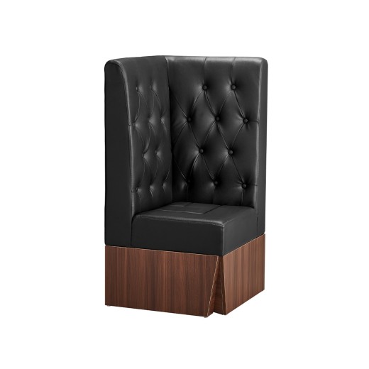 24"L x 46"H  Corner Booth with Melamine Frame, Featuring Button Tufted Vinyl Back and Channel Tufted Seat in Black