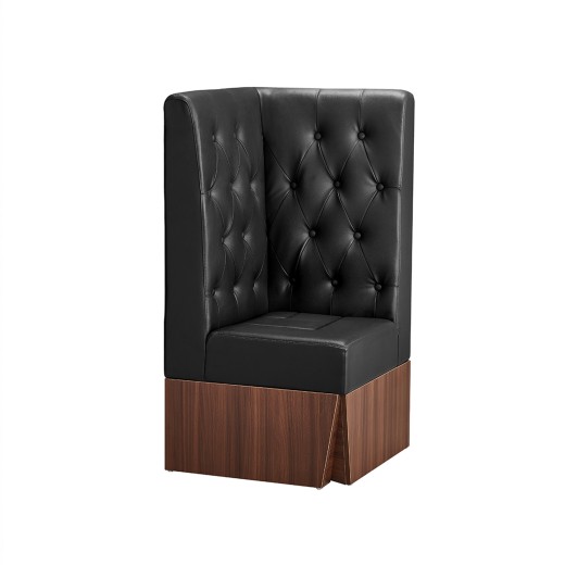 24"L x 46"H  Corner Booth with Melamine Frame, Featuring Button Tufted Vinyl Back and Channel Tufted Seat in Black