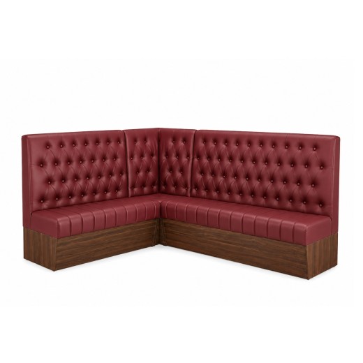 Burgundy Modern L-Shaped Booth with Button-Tufted Backrest Corner Configuration 24" 47" 60"