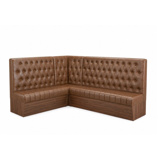 Brown Modern L-Shaped Booth with Button-Tufted Backrest Corner Configuration 24" 47" 60"