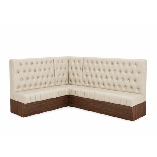 Cream Modern L-Shaped Booth with Button-Tufted Backrest Corner Configuration 24" 47" 60"
