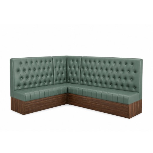 Green Modern L-Shaped Booth with Button-Tufted Backrest Corner Configuration 24" 47" 60"