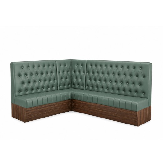 Green Modern L-Shaped Booth with Button-Tufted Backrest Corner Configuration 24"L 47"L 60"L