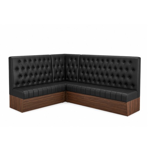 Black Modern L-Shaped Booth with Button-Tufted Backrest Corner Configuration 24" 47" 60"