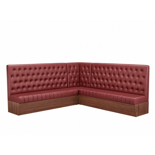 Burgundy Modern L-Shaped Booth with Button-Tufted Backrest Corner Configuration 72"24"72"