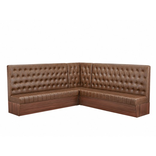 Brown Modern L-Shaped Booth with Button-Tufted Backrest Corner Configuration 72"24"72"
