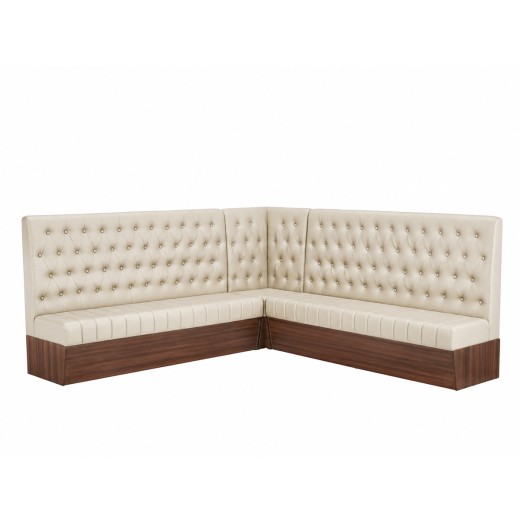 Cream Modern L-Shaped Booth with Button-Tufted Backrest Corner Configuration 72"24"72"