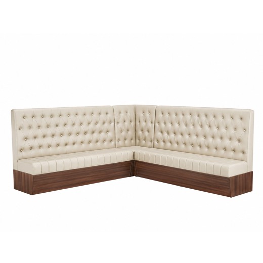 Cream Modern L-Shaped Booth with Button-Tufted Backrest Corner Configuration 72"L 24"L 72"L